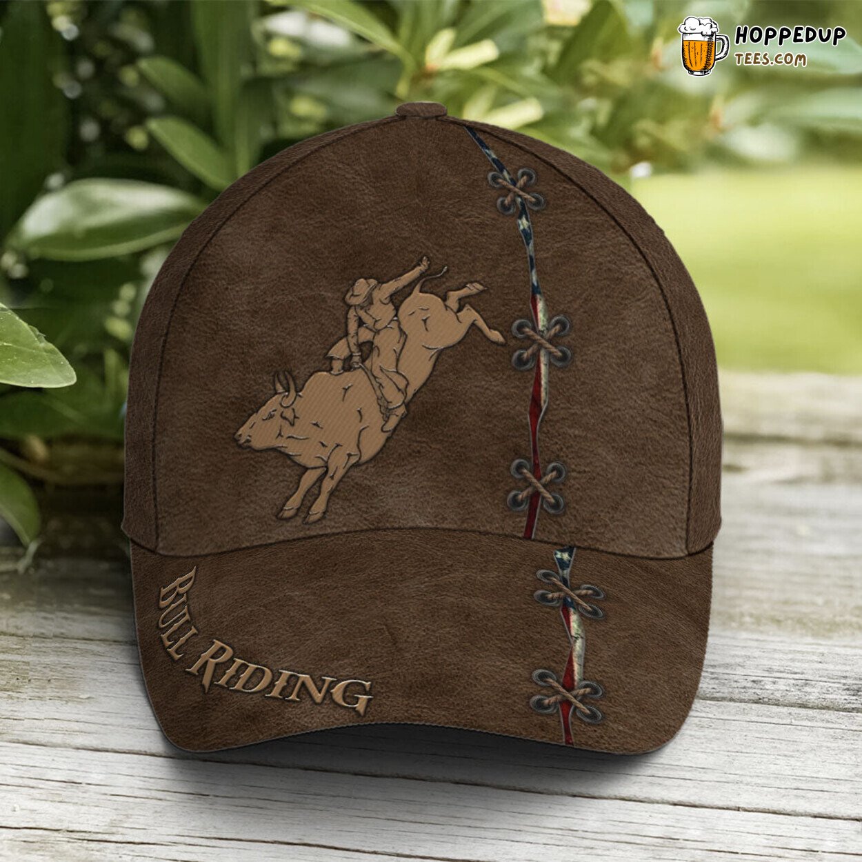 Thrilling Bull Riding Theme Classic Leather Baseball Cap Design Thrilling Bull Riding Theme Classic Leather Baseball Cap Design