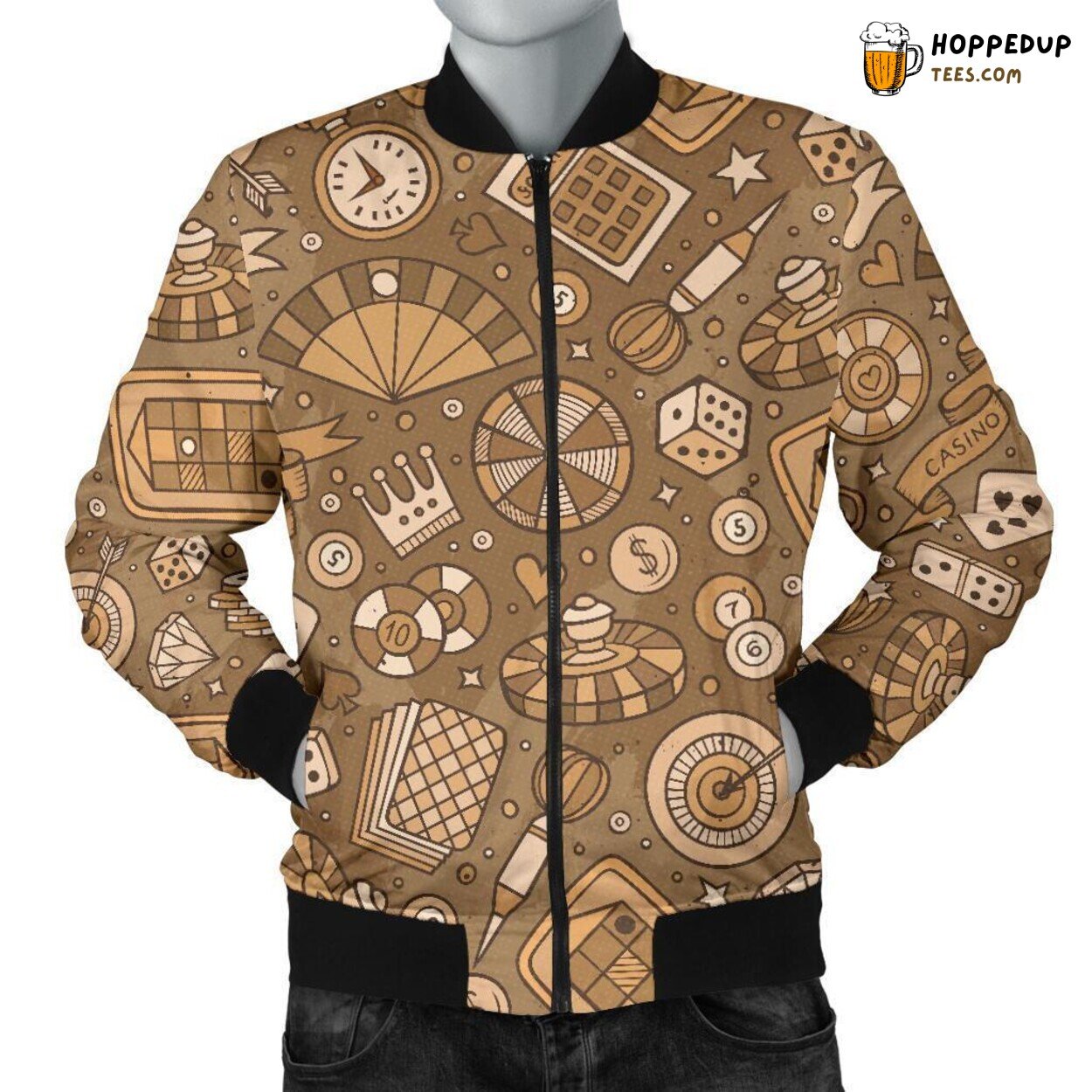 Thrilling Poker Gambling Men’s Bomber Jacket Unique Essence Pattern Display