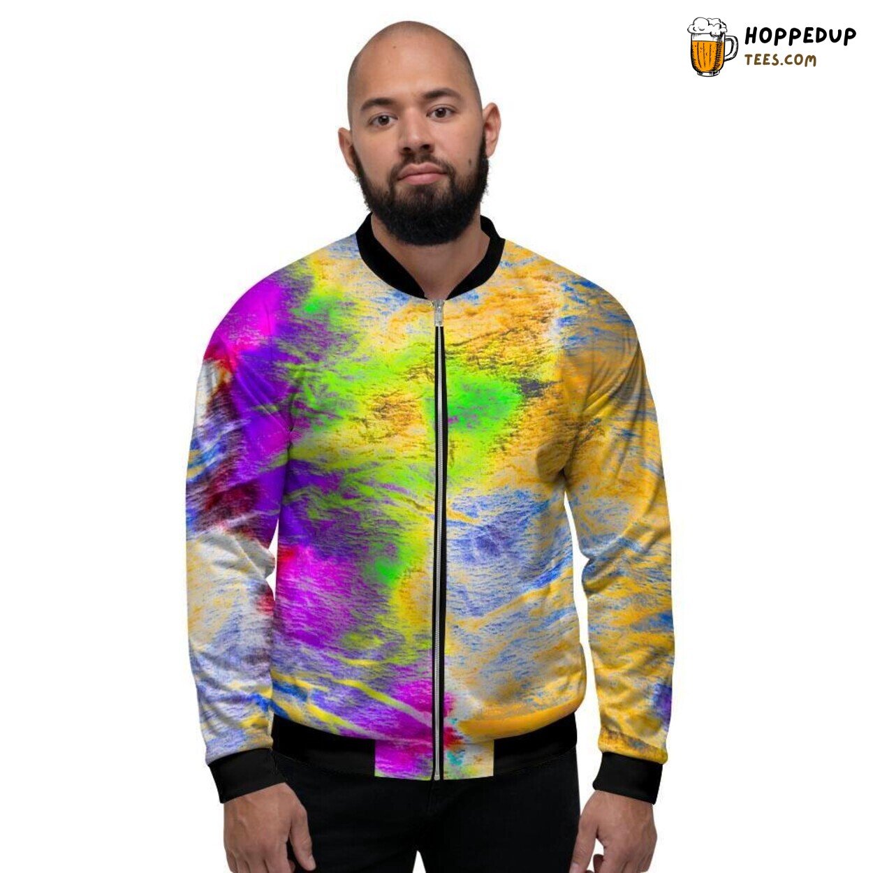 Tie Dye Abstract Artistic Design Men’s Bomber Jacket Vibrant Retro Fashion Art
