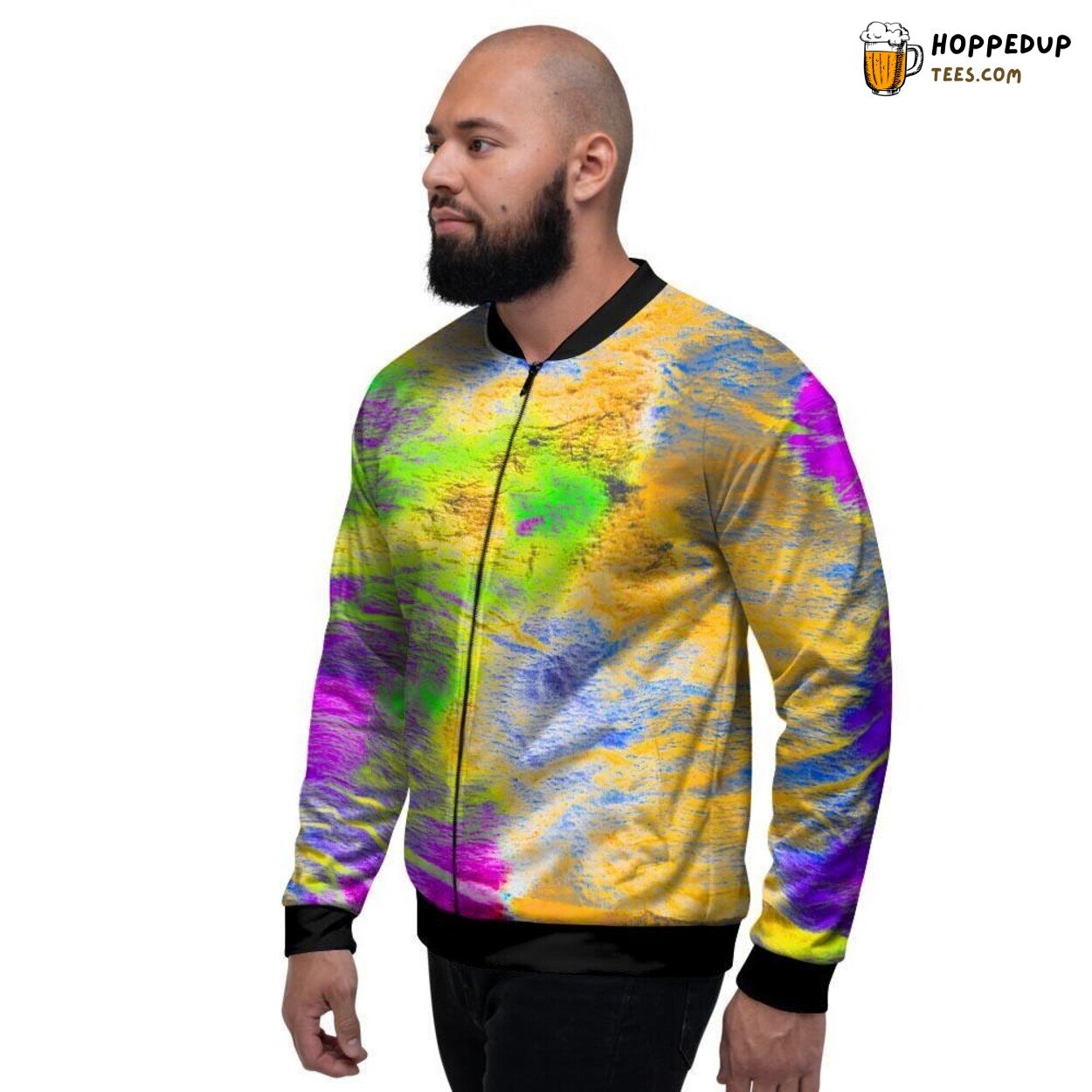 Tie Dye Abstract Artistic Design Men’s Bomber Jacket Vibrant Retro Fashion Art