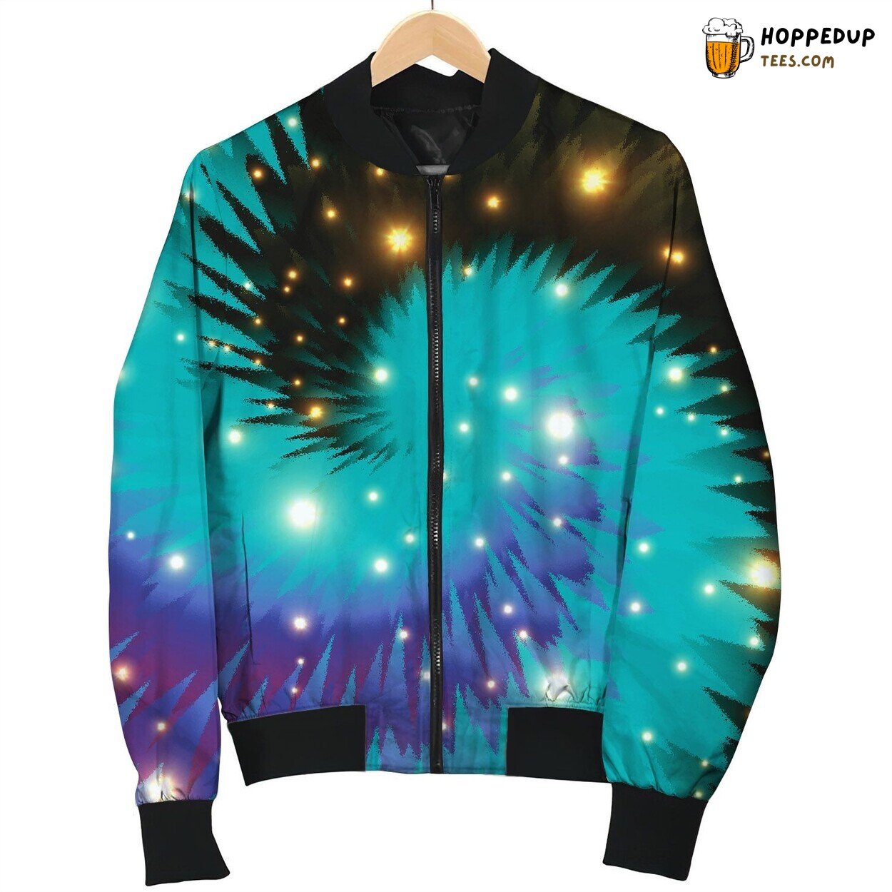 Tie Dye Blue Black Blink Bomber Jacket