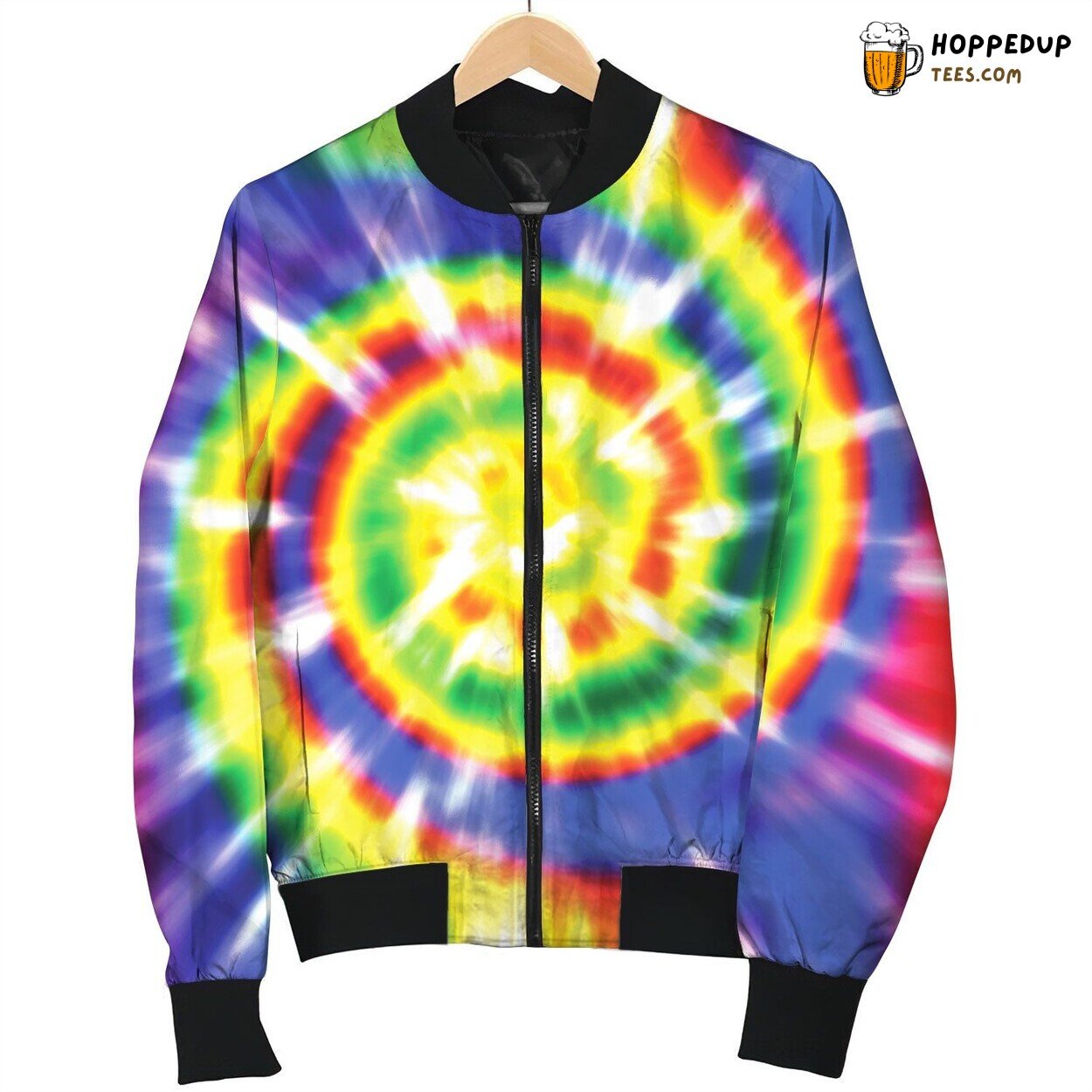 Tie Dye Blue Red Bomber Jacket