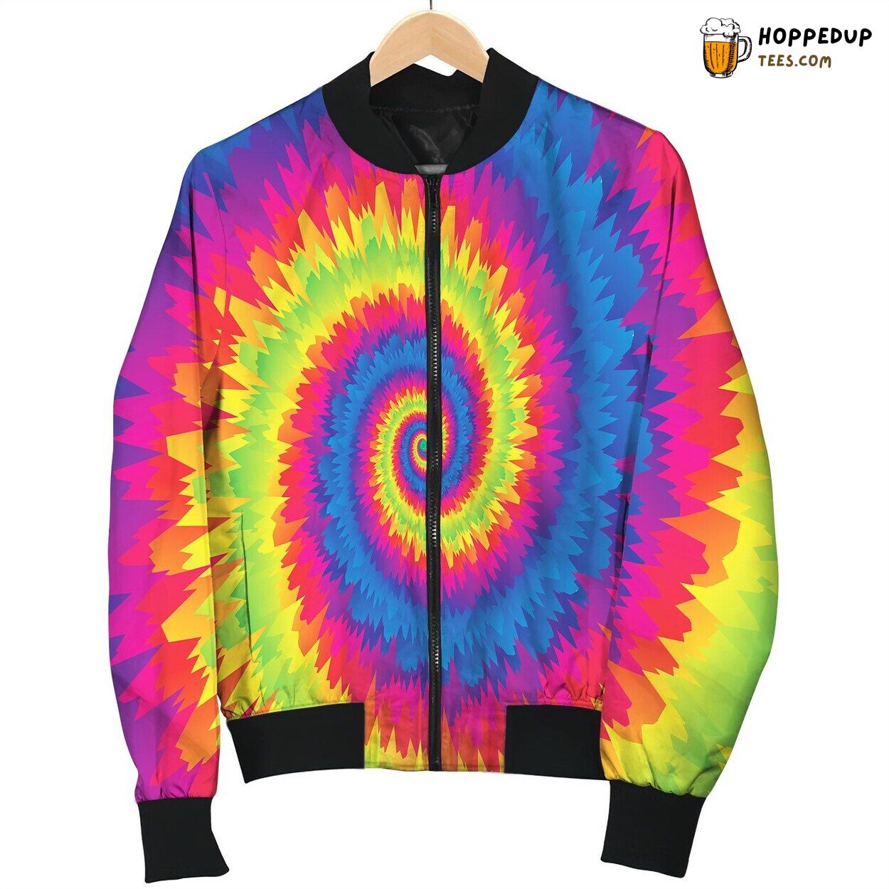 Tie Dye Blue Spiral Bomber Jacket