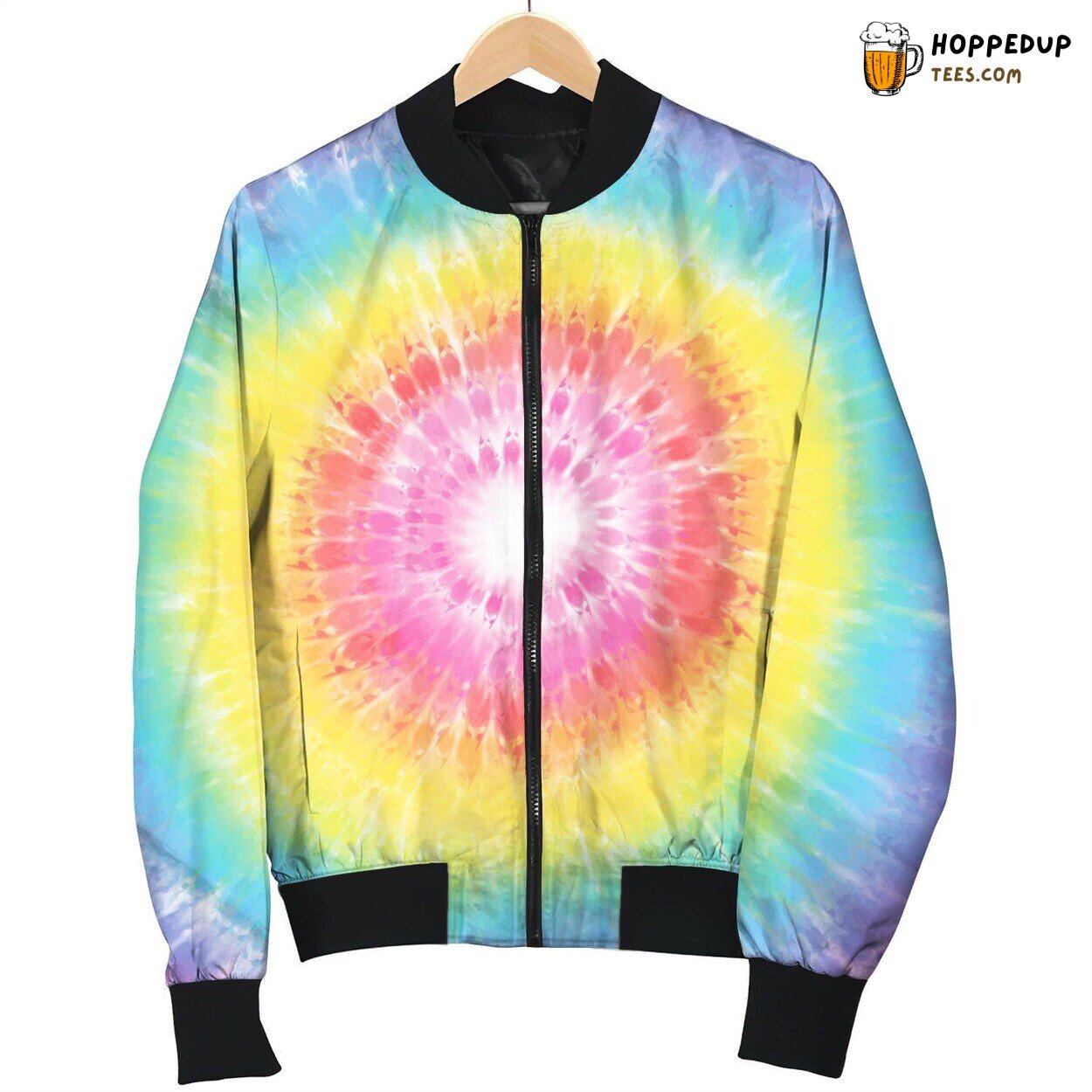 Tie Dye Blue Yellow Orange Bomber Jacket