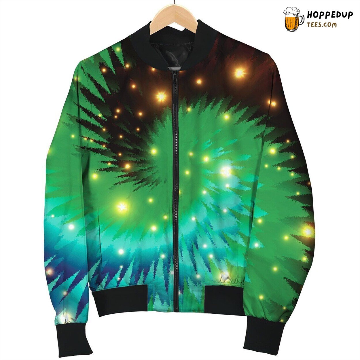 Tie Dye Green Black Blink Bomber Jacket