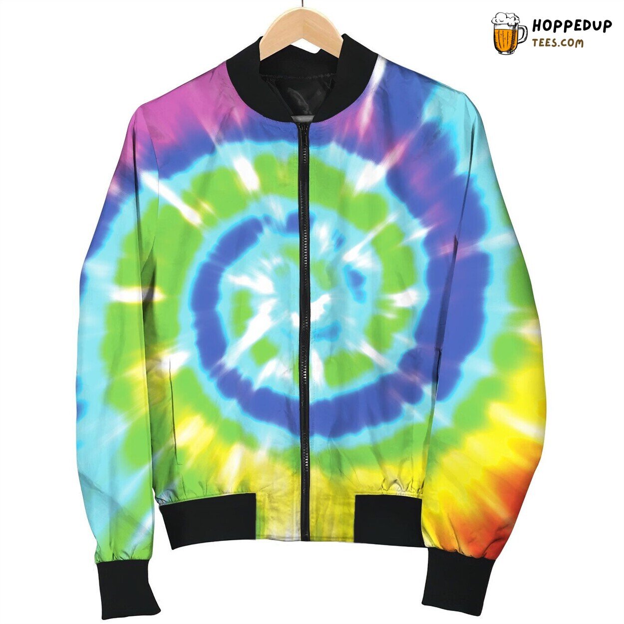 Tie Dye Green Blue Bomber Jacket