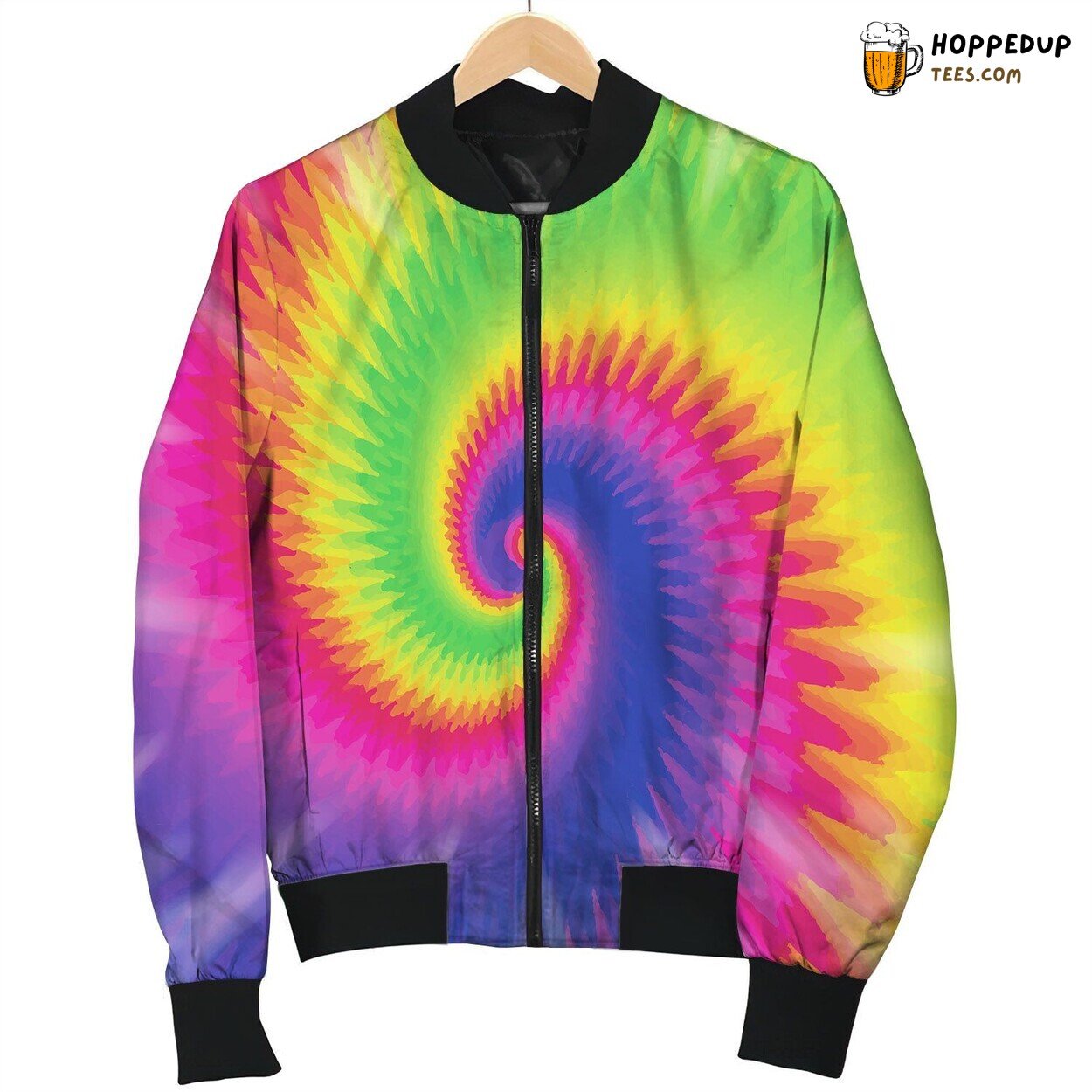 Tie Dye Green Piral Bomber Jacket
