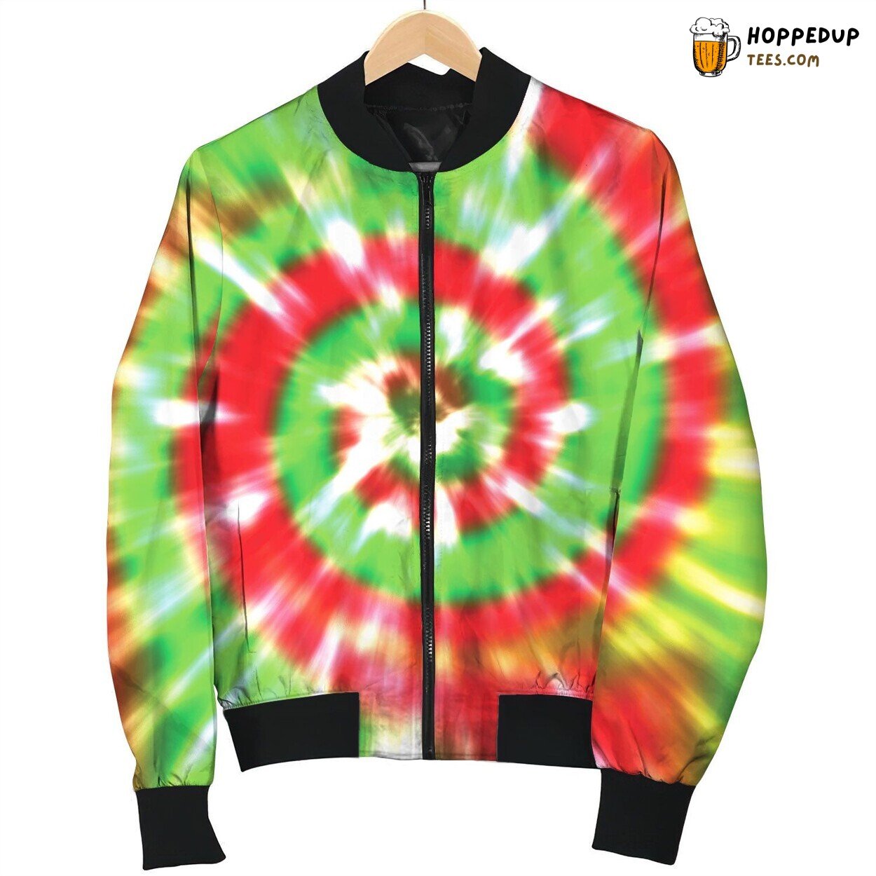 Tie Dye Green Red Bomber Jacket
