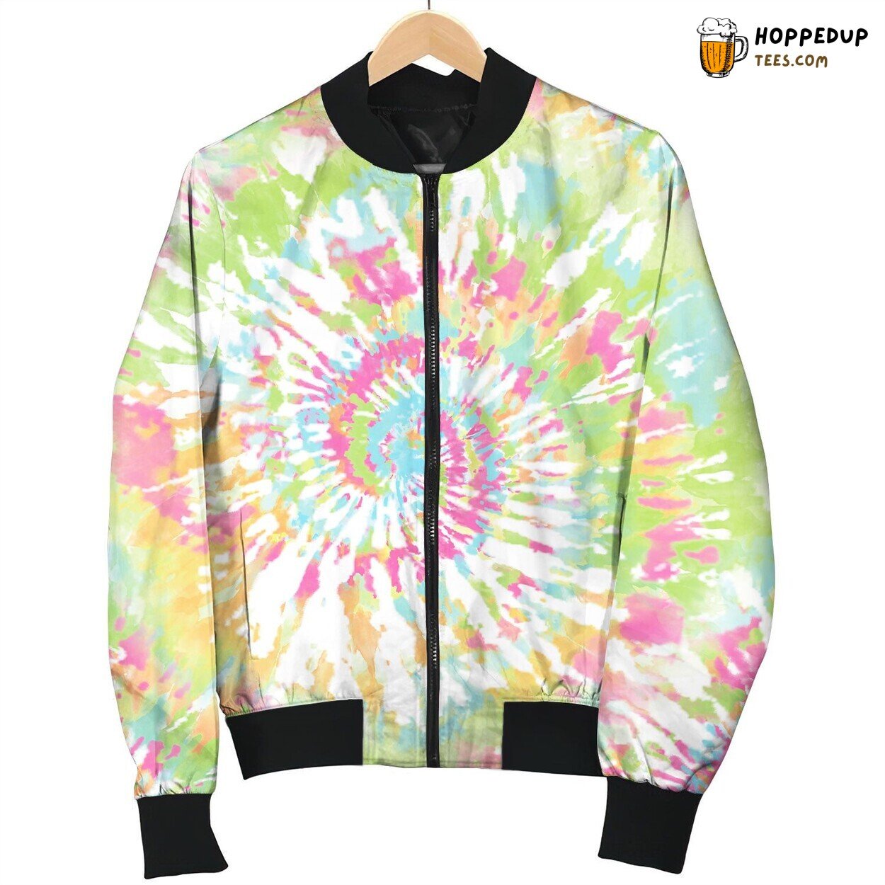 Tie Dye Green Round Bomber Jacket