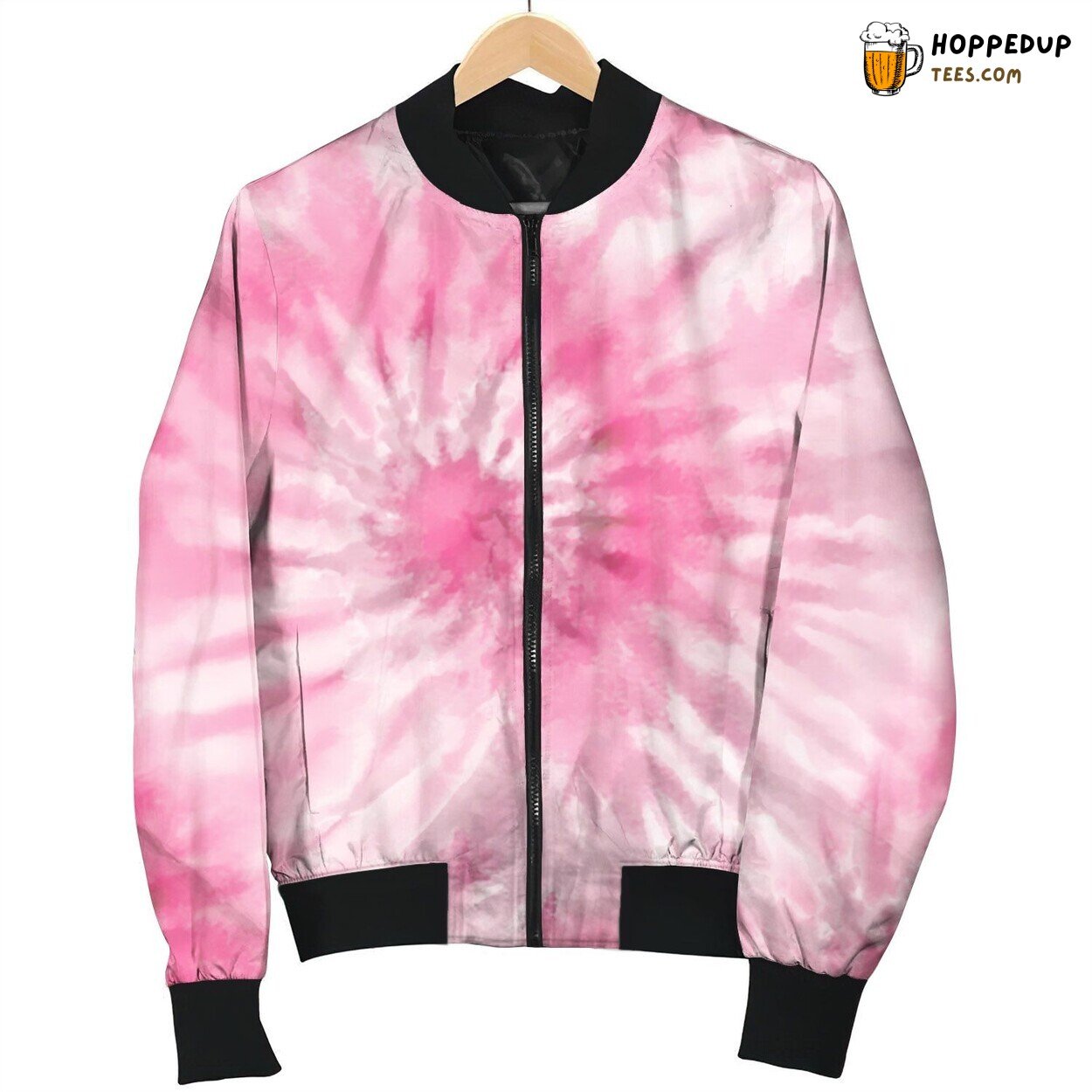 Tie Dye Light Pink White Bomber Jacket