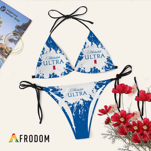 Tie Dye Michelob Ultra Triangle Bikini Set Swimsuit HU