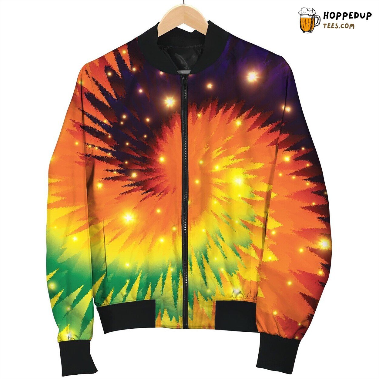 Tie Dye Orange Black Blink Bomber Jacket