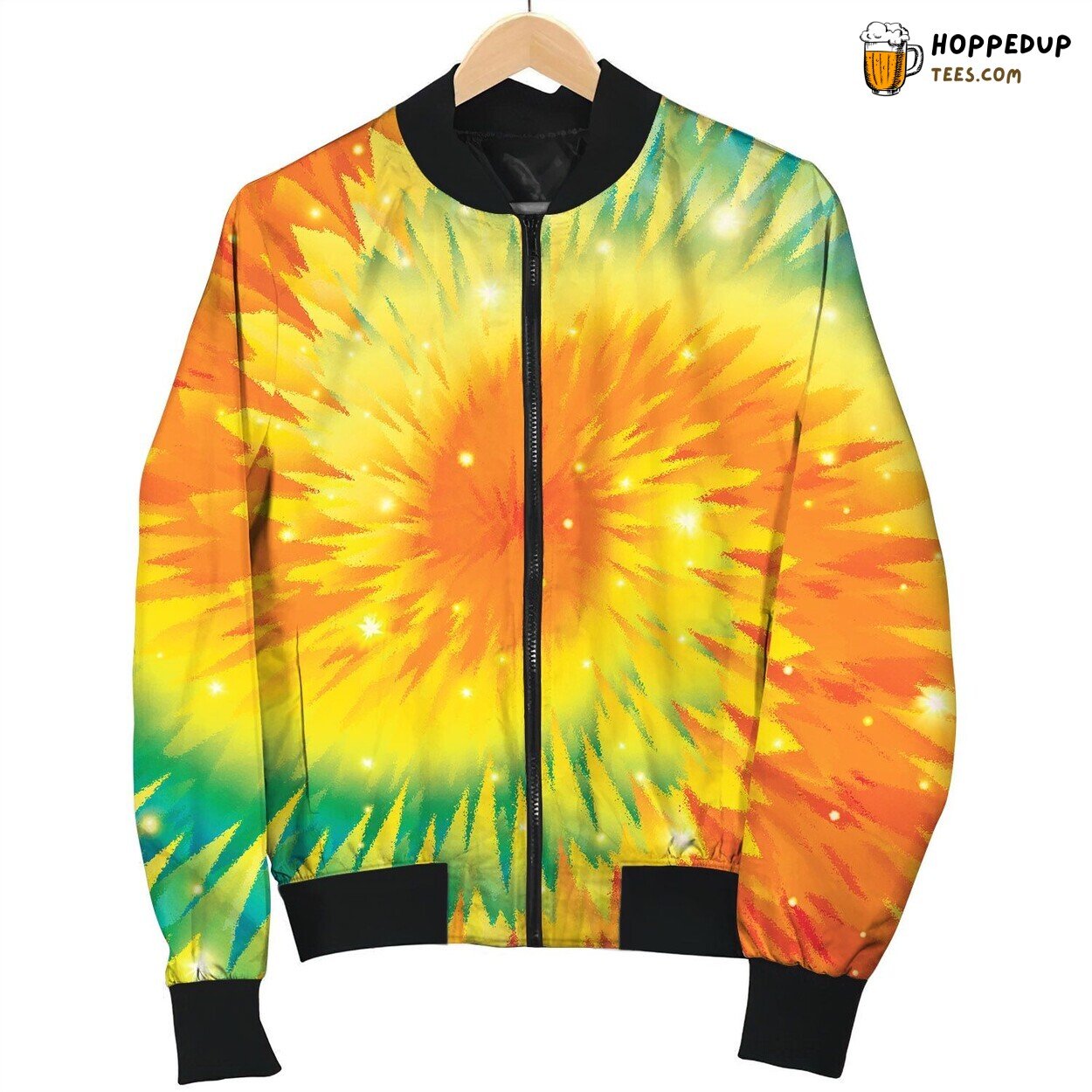 Tie Dye Orange Green Blink Bomber Jacket