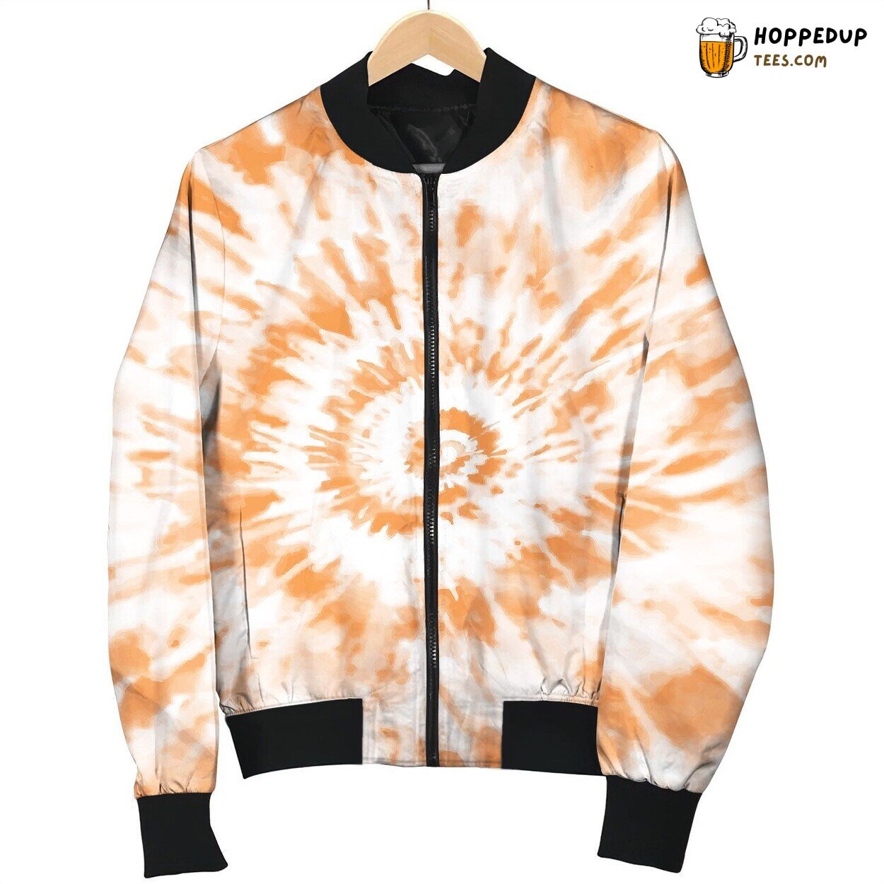 Tie Dye Orange Hue Bomber Jacket Retro Winter Sunshine in Fashion Fusion