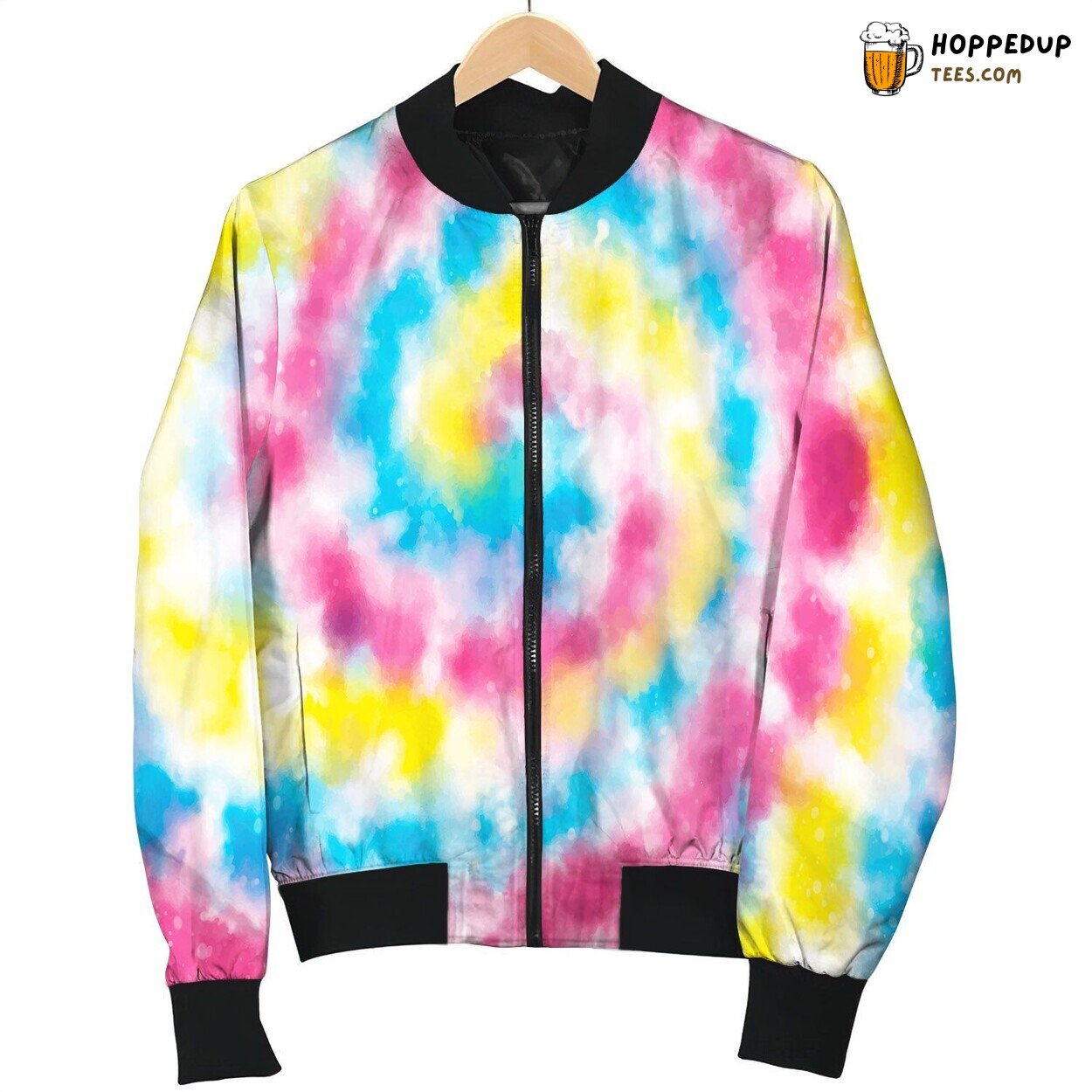 Tie Dye Pink Blue Spiral Bomber Jacket