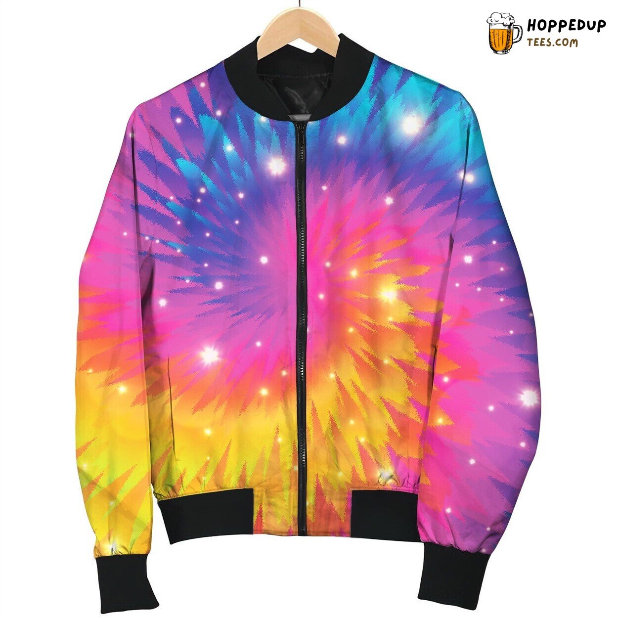 Tie Dye Pink Neon Blink Bomber Jacket