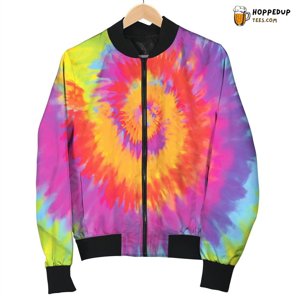 Tie Dye Pink Orange Bomber Jacket