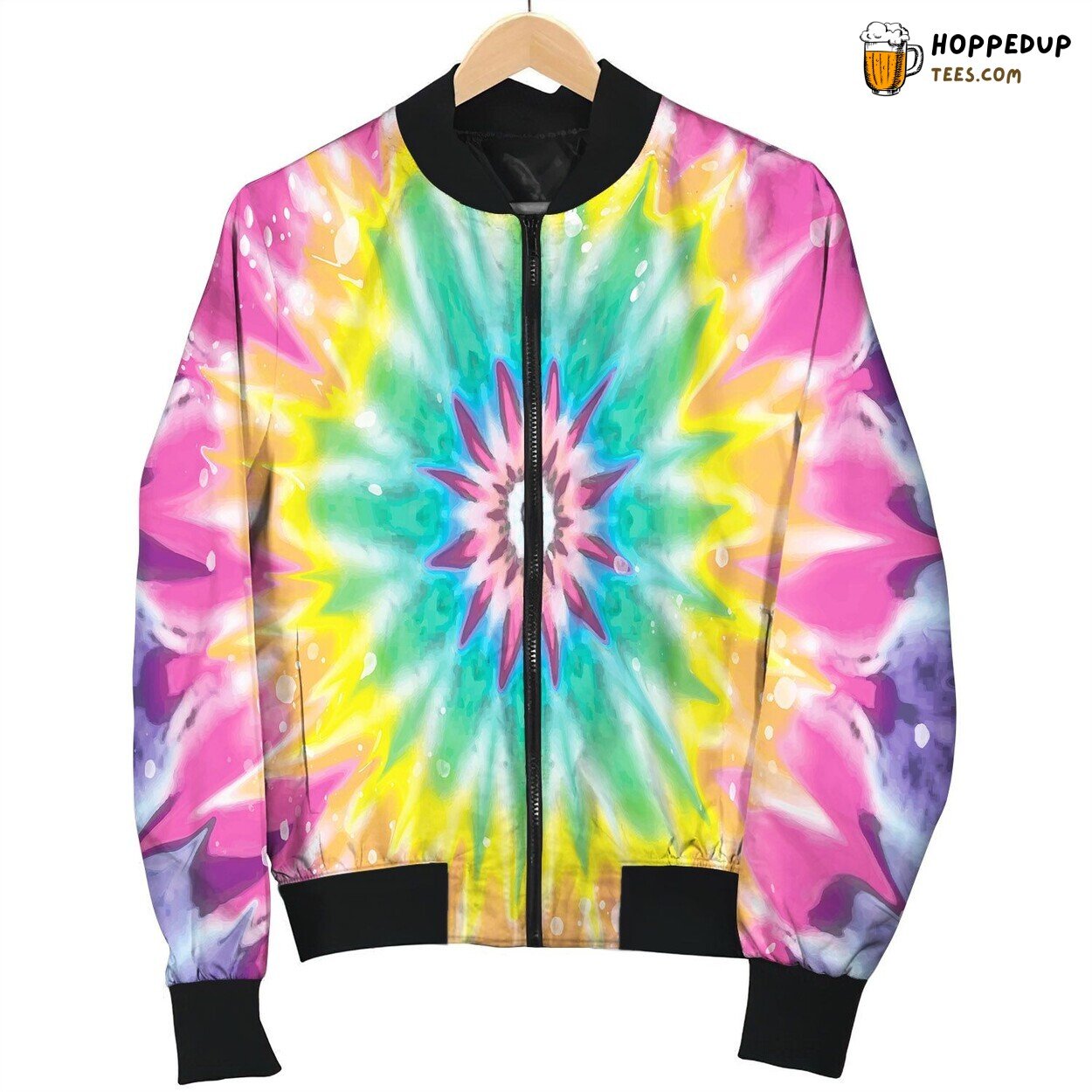 Tie Dye Pink Star Bomber Jacket
