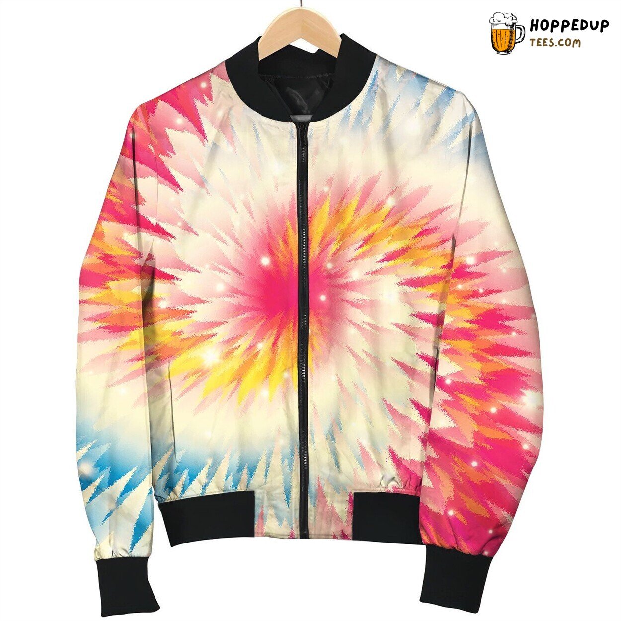 Tie Dye Pink White Mix Bomber Jacket