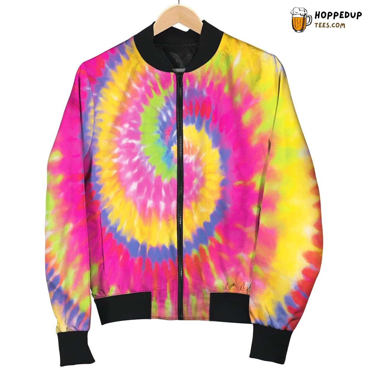 Tie Dye Pink Yellow Blue Bomber Jacket
