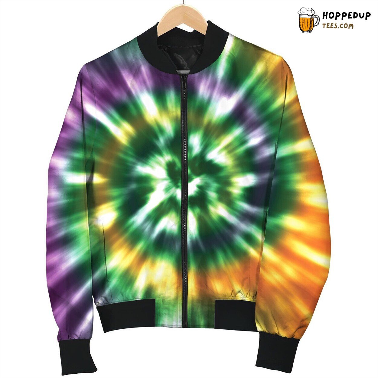 Tie Dye Purple Green Bomber Jacket