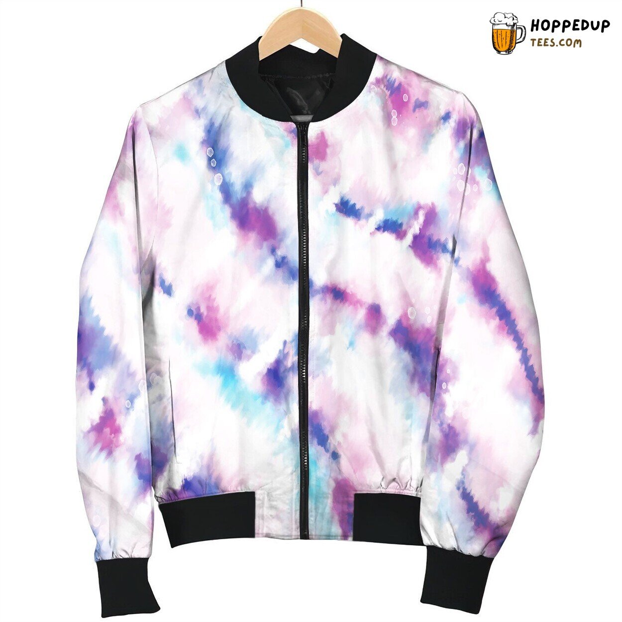 Tie Dye Purple White Wave Bomber Jacket