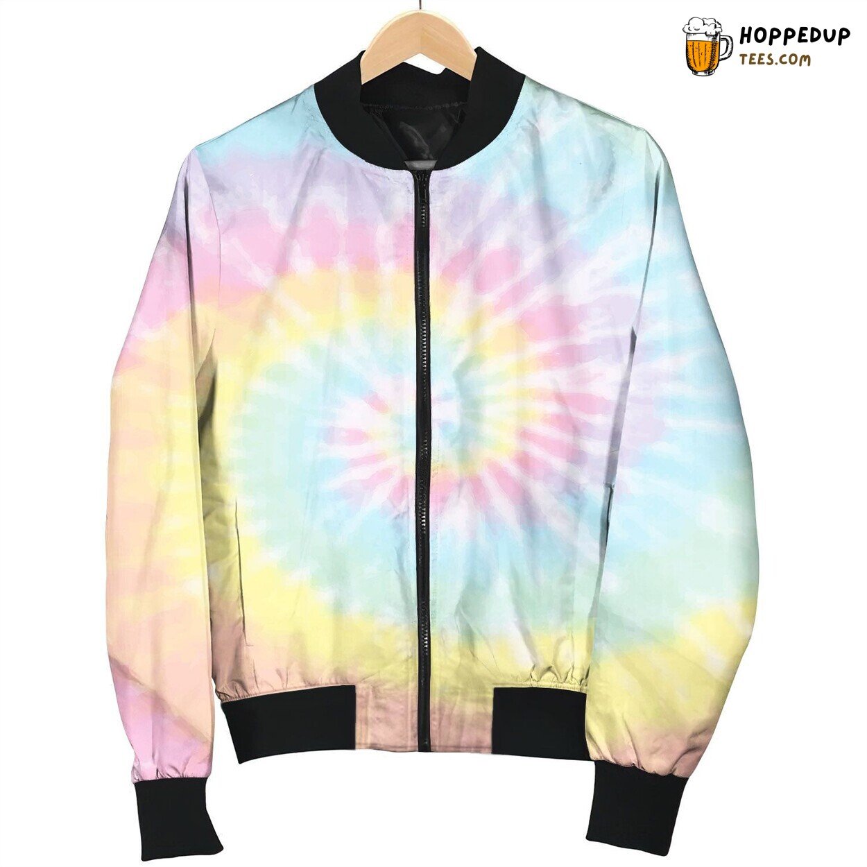 Tie Dye Rainbow Inspired Bomber Jacket Winter Spectrum of Hippie Elegance