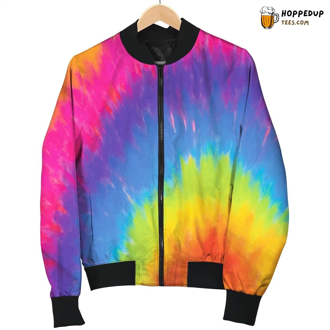 Tie Dye Rainbow Ocean Bomber Jacket