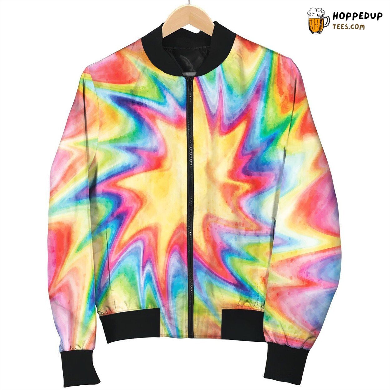 Tie Dye Red Star Bomber Jacket