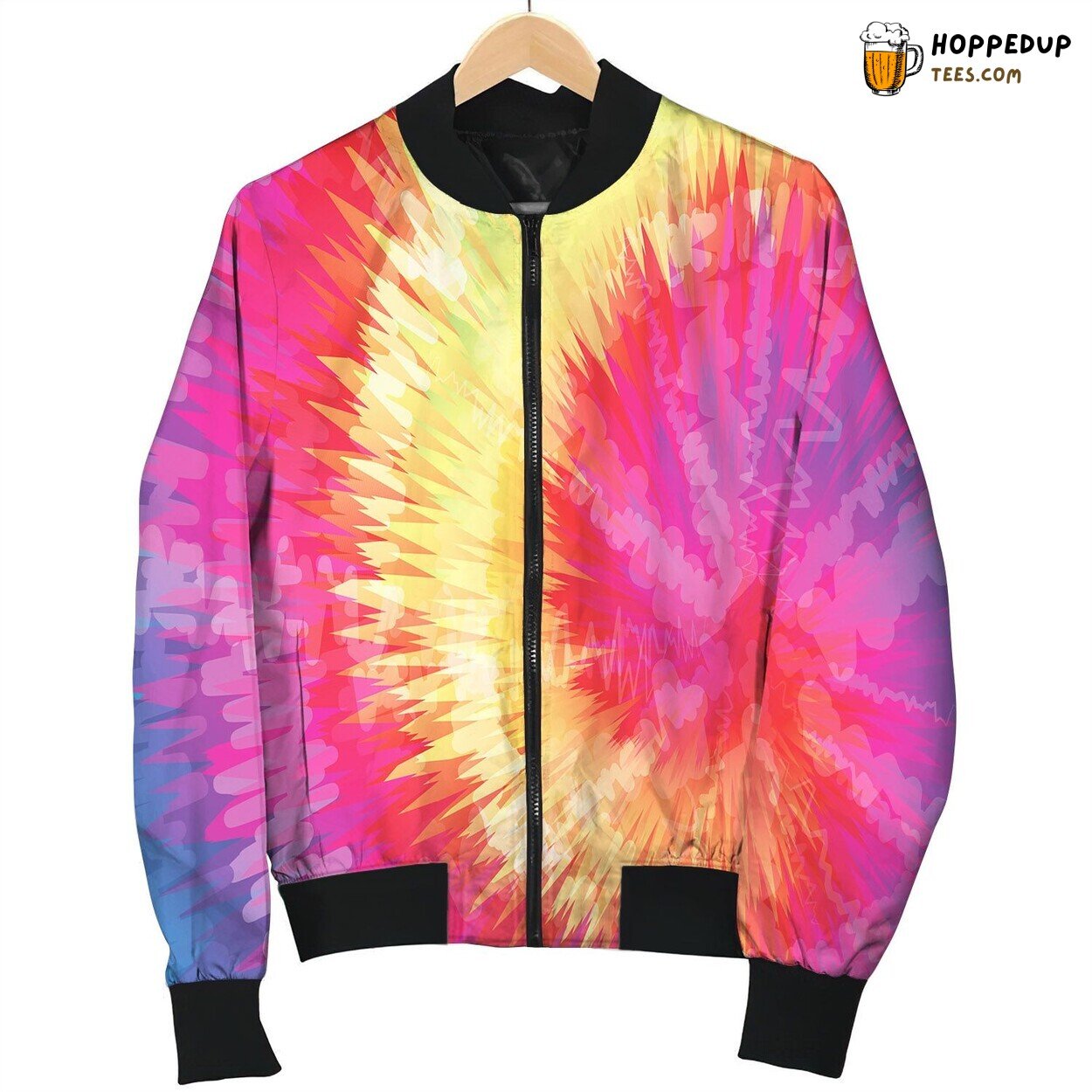 Tie Dye Red Yellow Spiral Bomber Jacket