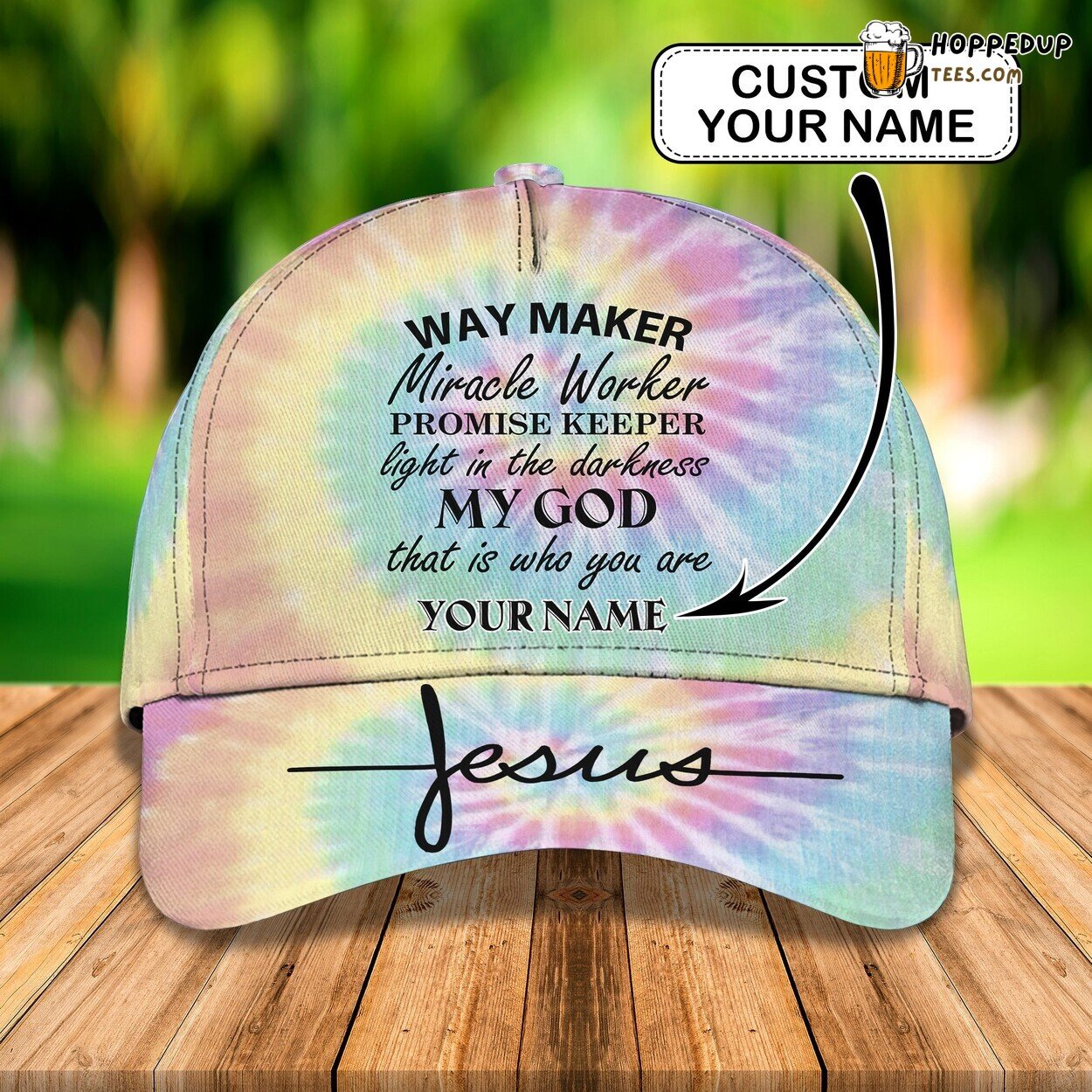 Tie Dye Way Maker 3D Cap Personalized Name Unique Timeless Vibrant Design