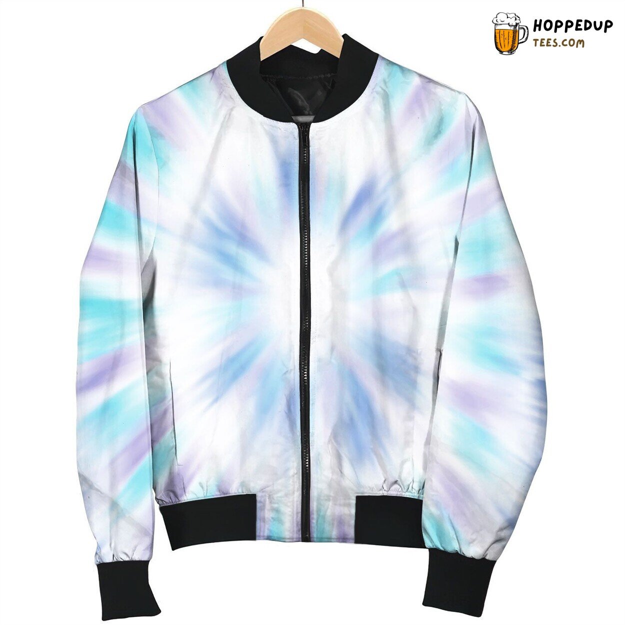 Tie Dye White Blue Bomber Jacket