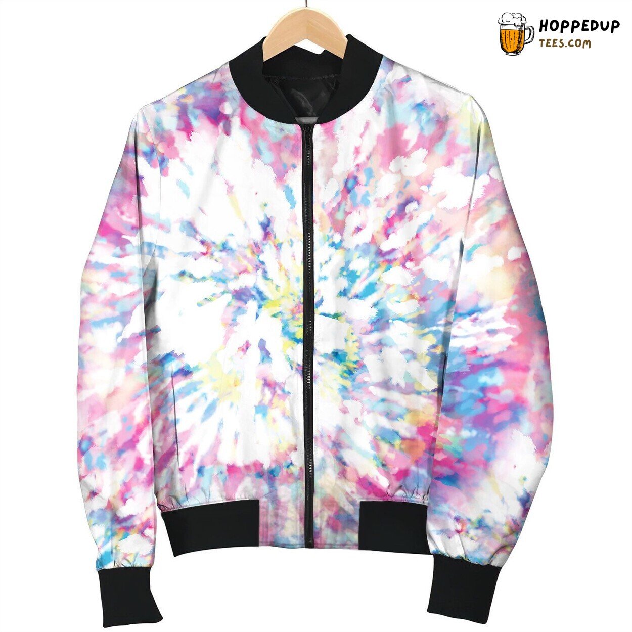 Tie Dye White Round Bomber Jacket