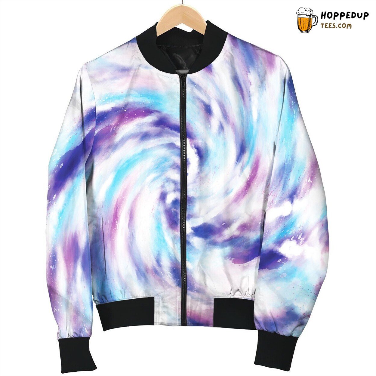 Tie Dye White Spiral Bomber Jacket