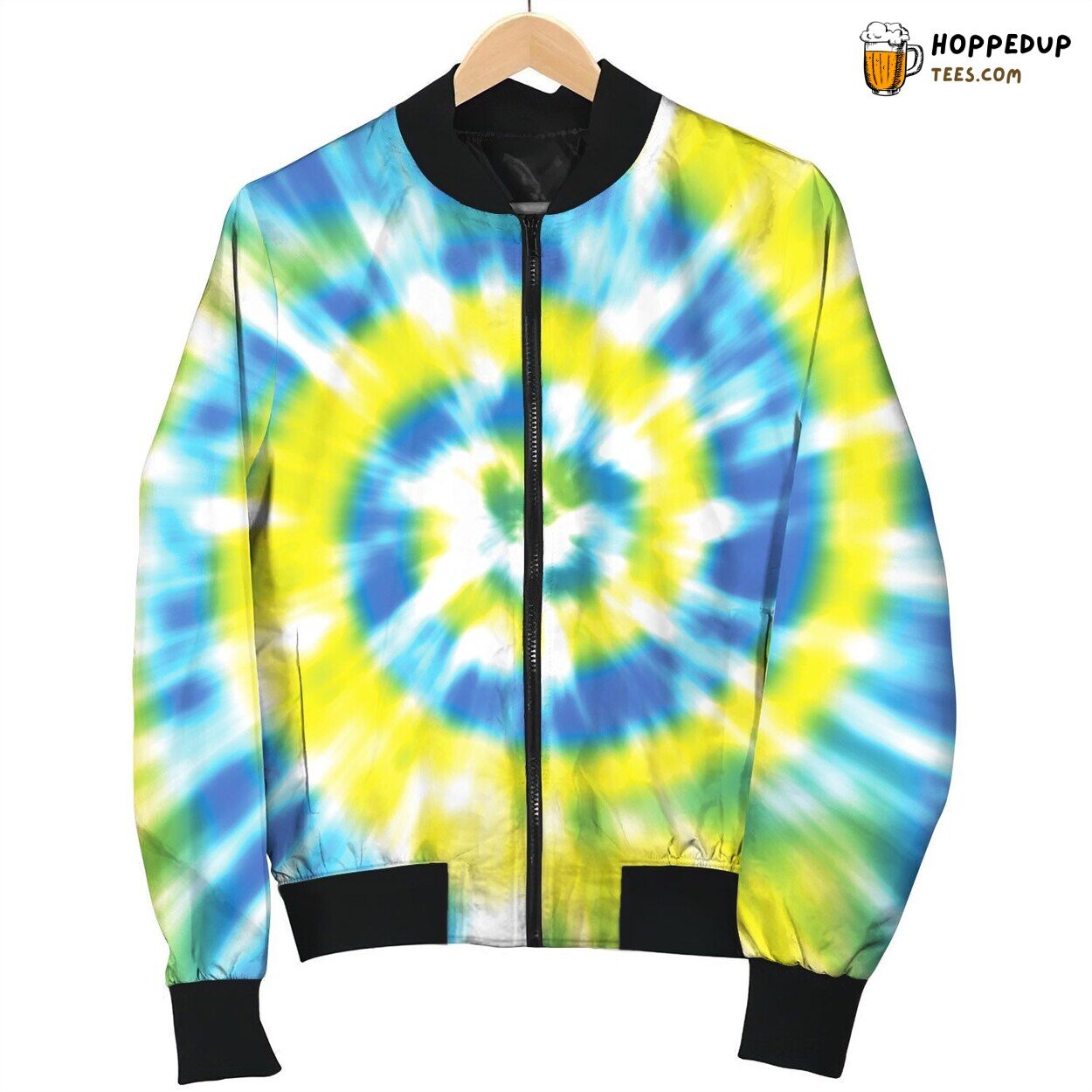 Tie Dye Yellow Blue Bomber Jacket