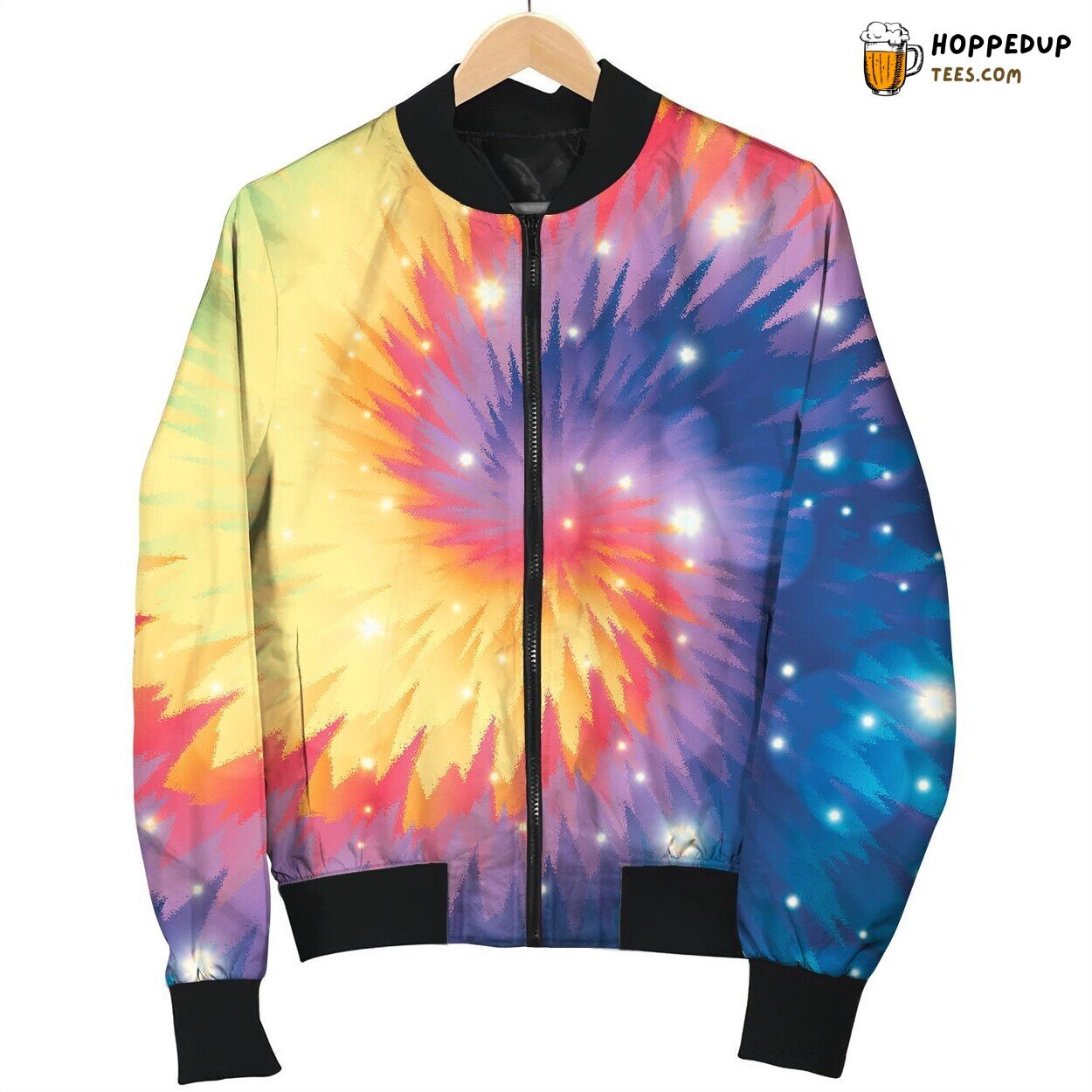 Tie Dye Yellow Dark Blue Blink Bomber Jacket