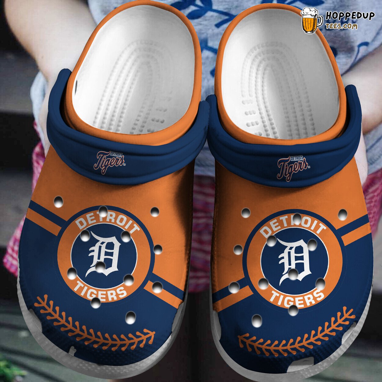 Tigers OrangeNavy Custom Name Stylish Comfortable Clog Shoes