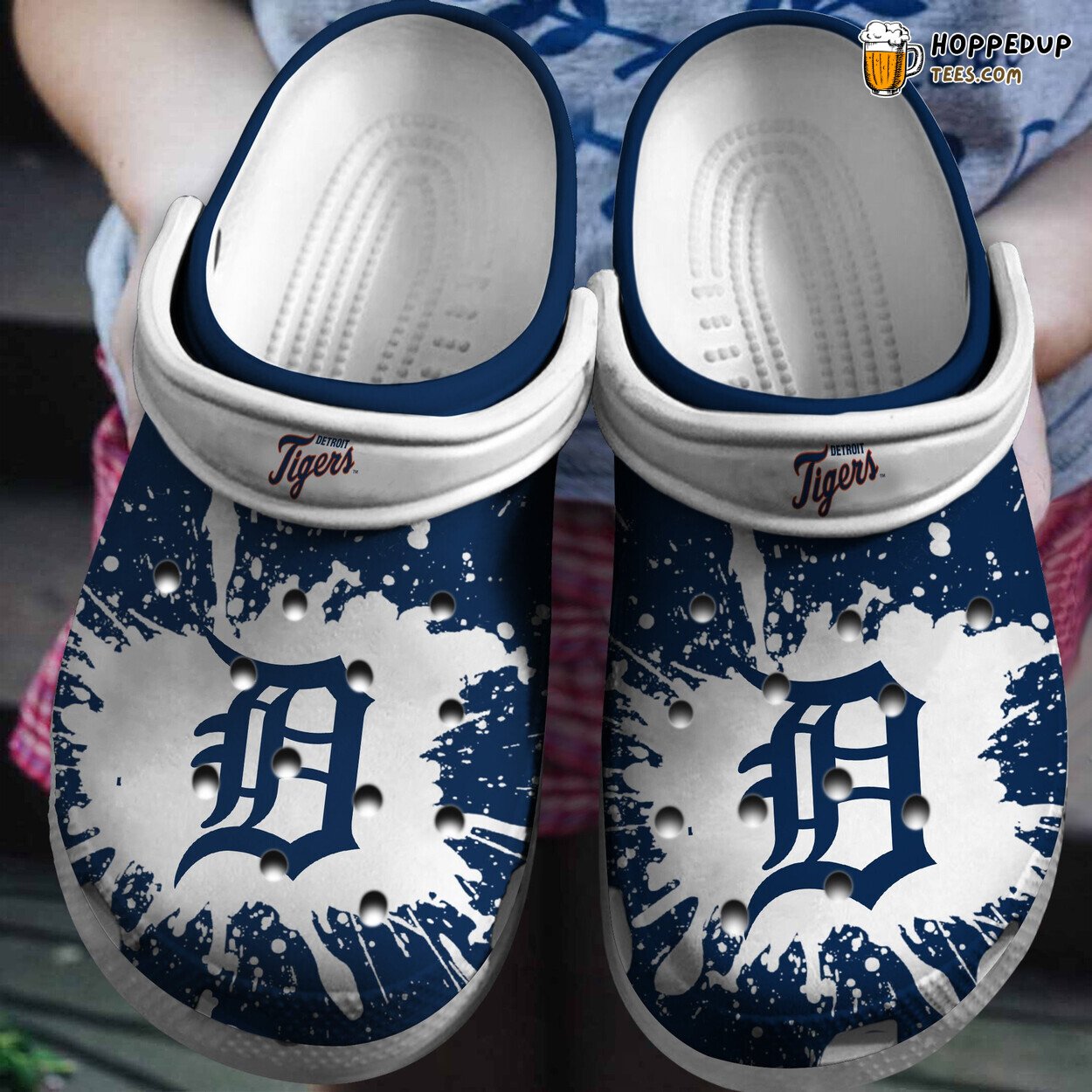 Tigers WhiteNavy Stylish Comfortable Custom Clog Shoesshoes Design