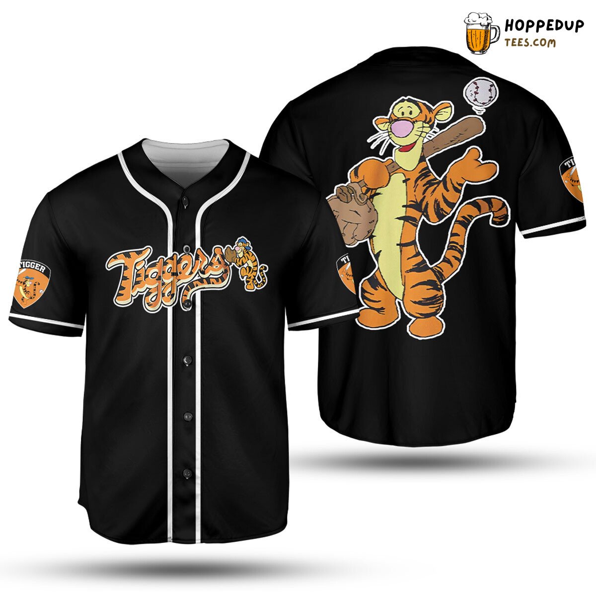 Tigger Pooh Baseball Black Disney 3D Cartoon Jersey Unisex