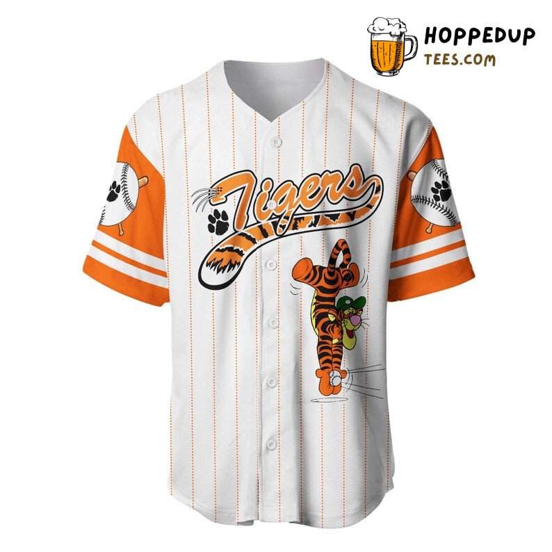 Tigger Tiger Winnie The Pooh All Over Print Pinstripe Baseball Jersey White Unisex Jersey Shirt