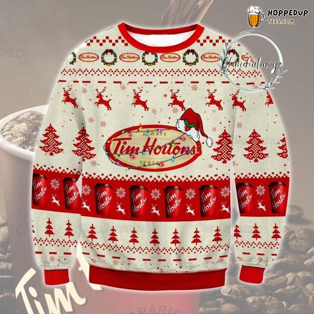 Tim Horton Ugly Christmas Sweater Shirt Coffee Lovers Holiday Gift