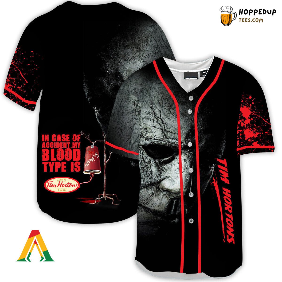 Tim Hortons Michael Myers Distinct Halloween Horror Baseball Jersey