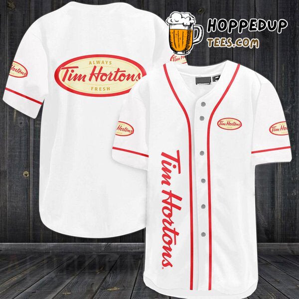 Tim Hortons White Themed Baseball Jersey Distinctive Design Unique Edition