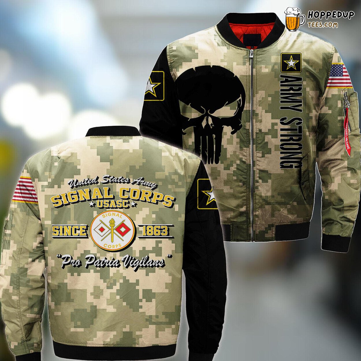 Time-Honored US Army Signal Corps Symbol Men’s Classic Bomber Jacket