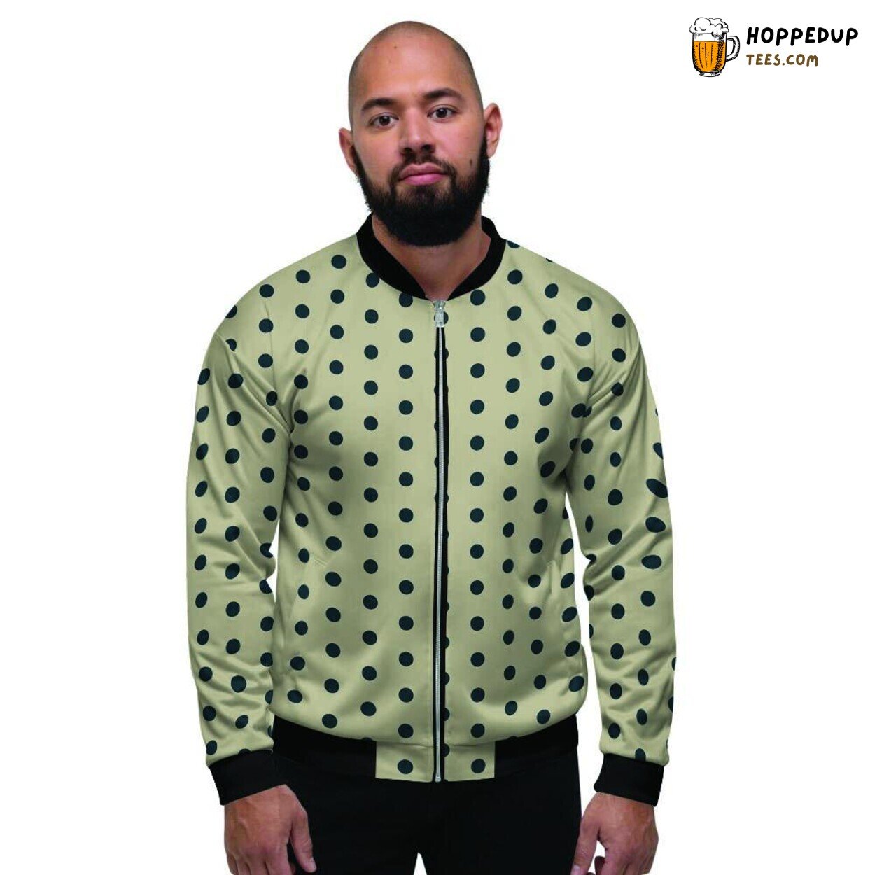 Timeless Cream Black Polka Dot Art Display Men’s Bomber Jacket Fashion Revived