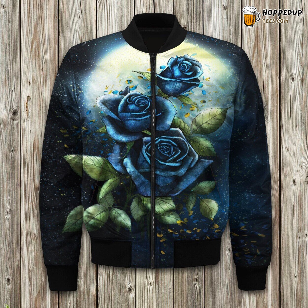Timeless Elegance Rose Print Winter Bomber Jacket Floral Romance Style