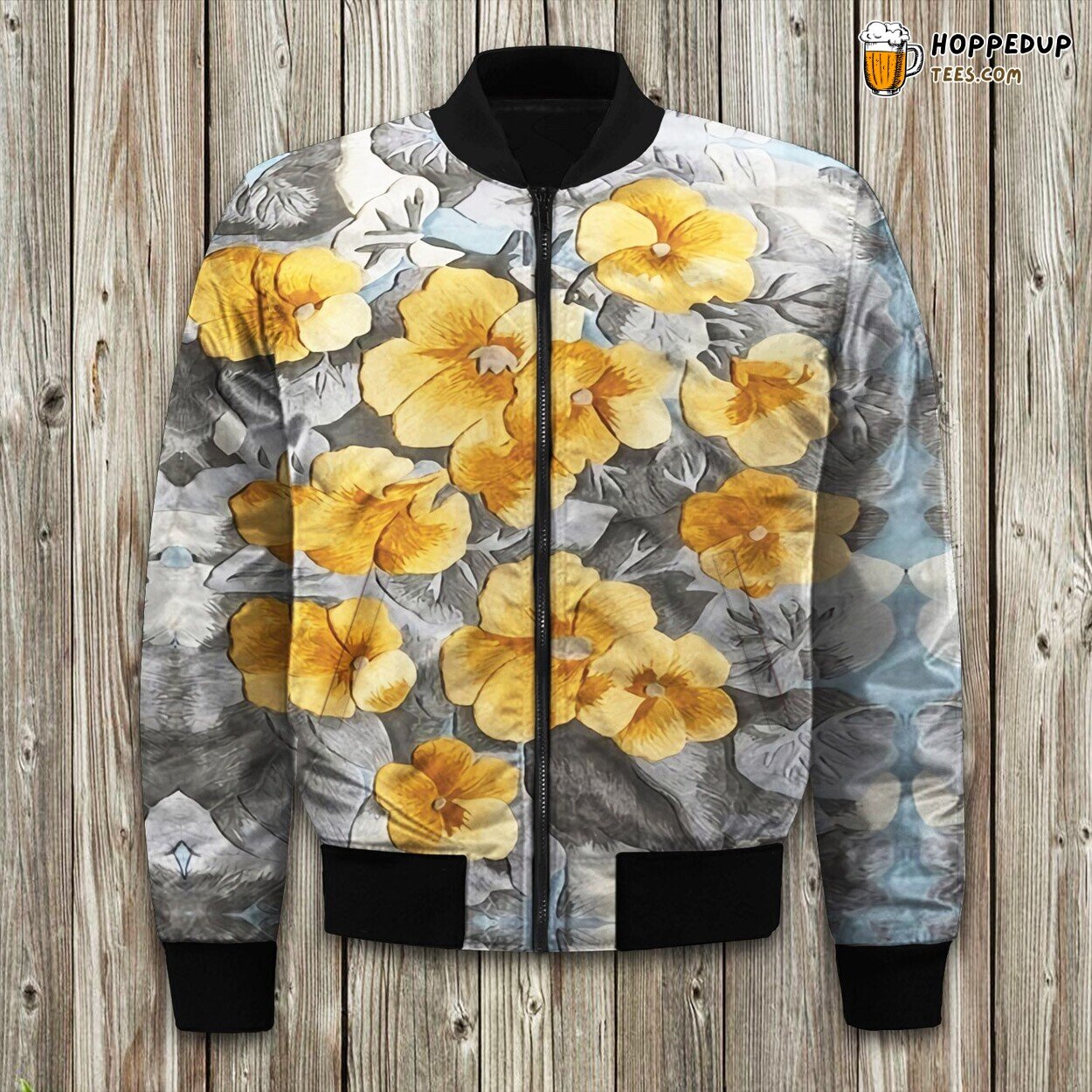 Timeless Floral Design Graces This Elegant Bomber Winter Jacket