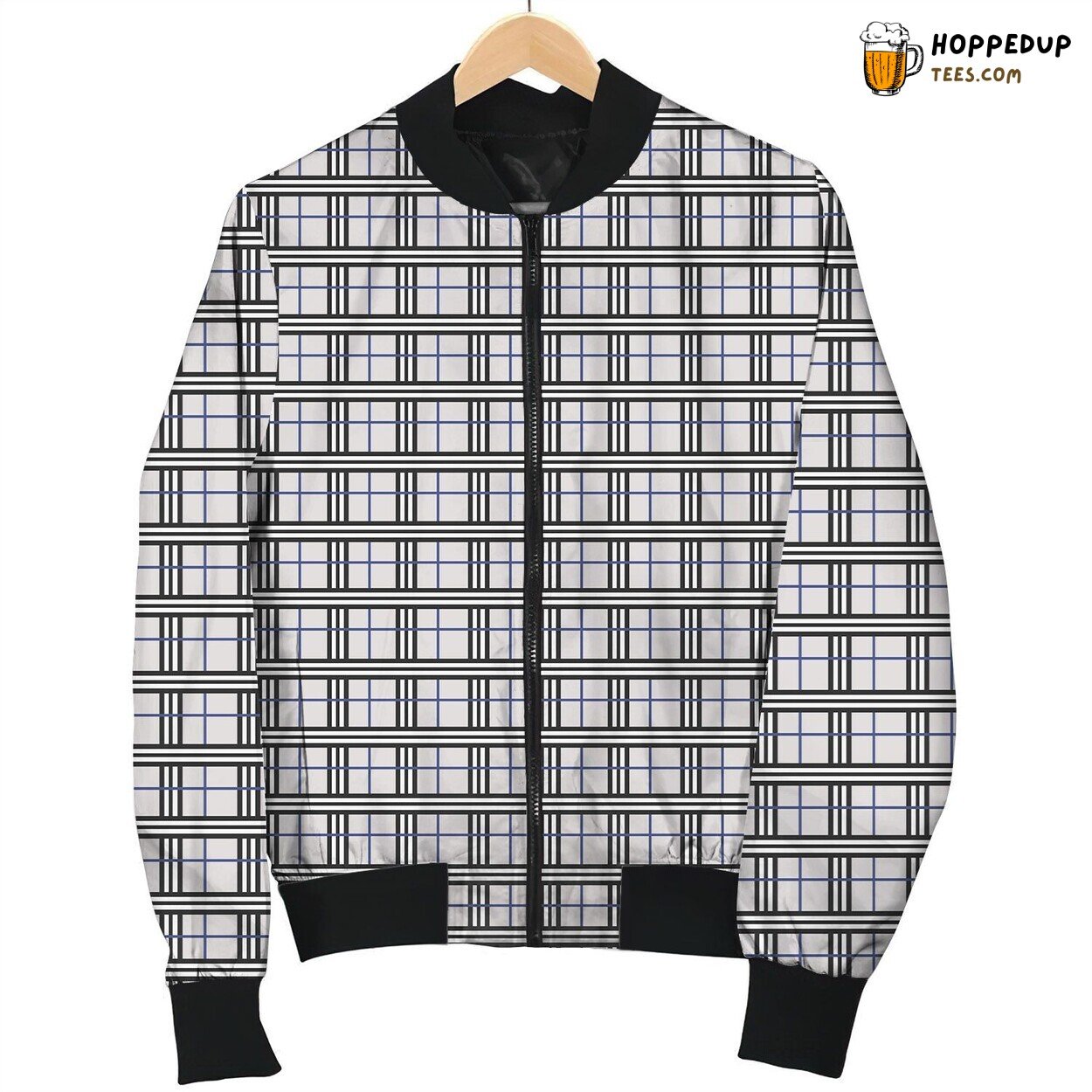 Timeless Gingham Grey Design Winter Bomber Jacket Classic Trend