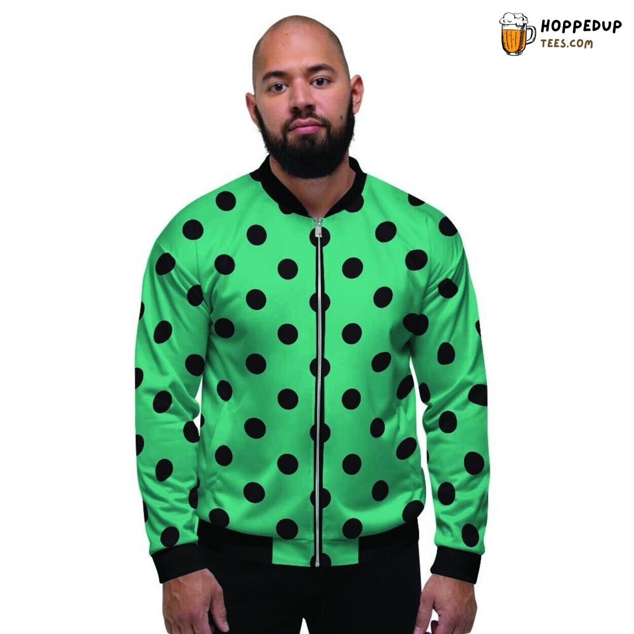 Timeless Green Polka Dot Pattern Men’s Bomber Jacket Vintage Spot Display