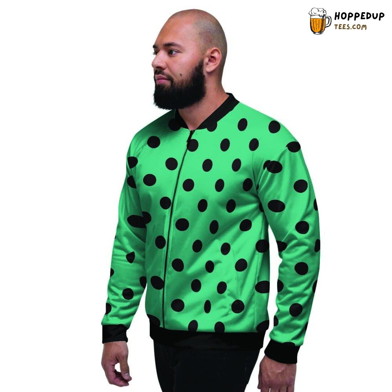 Timeless Green Polka Dot Pattern Men’s Bomber Jacket Vintage Spot Display